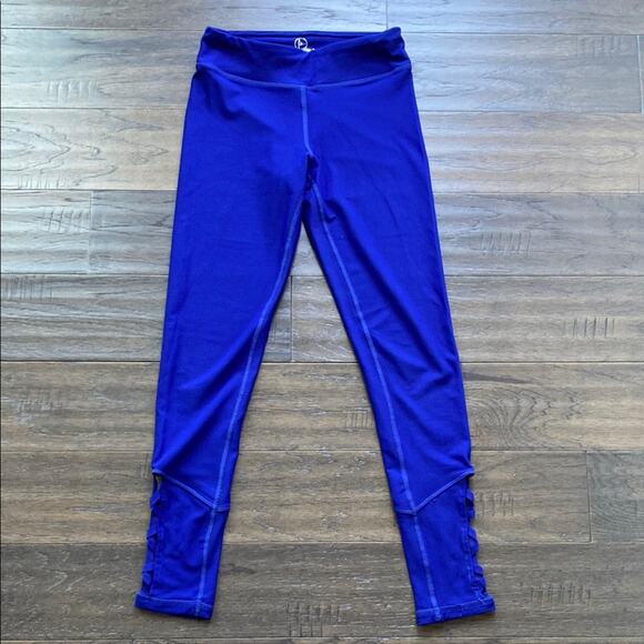 90 Degree By Reflex Leggings Girls Sz Large Blue Open Design Athleisure - Picture 1 of 7
